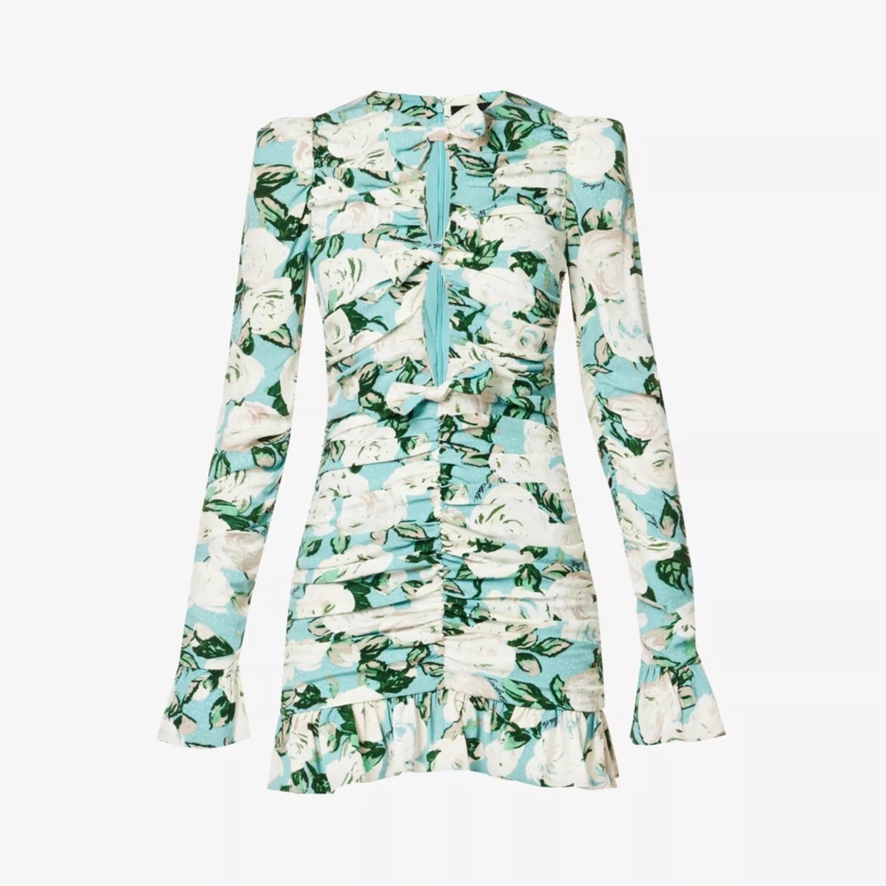 Rotate Birger Christensen - Floral-print ruched woven mini dress - Size US 12